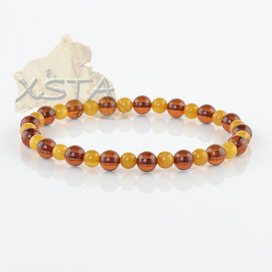 Round amber bracelet 6 mm and 5 mm